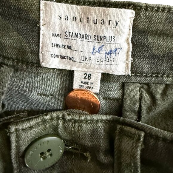 Sanctuary Pants Womens‎ 28 Camo Surplus Green Skinny Zipper Stretch - Picture 3 of 6